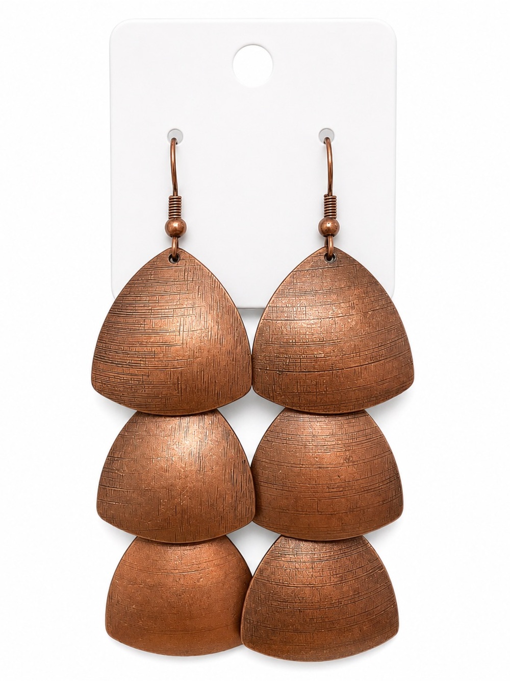 Modishly Metallic Copper-Tone Tiered Drop Earrings - Women Jewelry